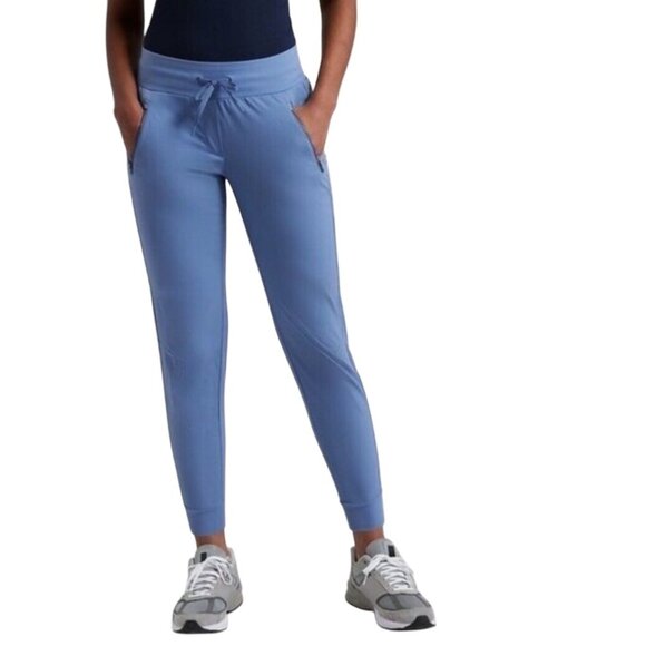 Athleta Trekkie North Jogger Pants Cottage Blue Zip Pockets Drawstring Size 14 - Picture 4 of 12
